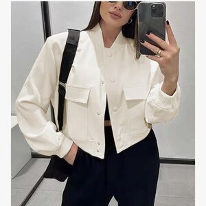 Women's Cream Bomber Jacket